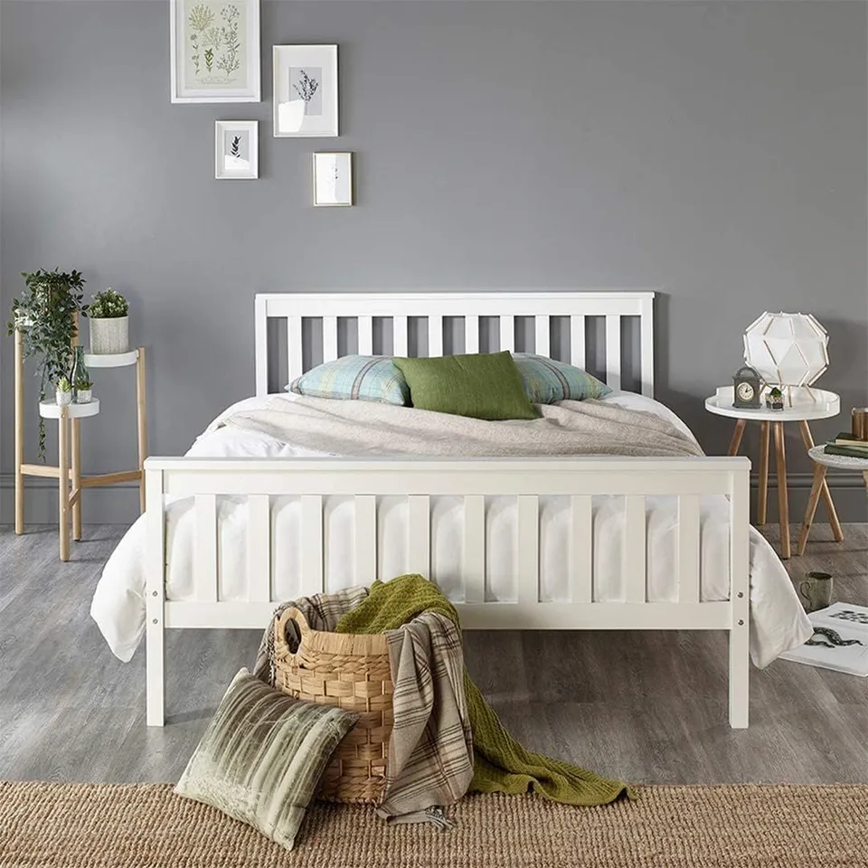 BOXED ASPIRE ATLANTIC DOUBLE BED FRAME - WHITE (1 BOX)