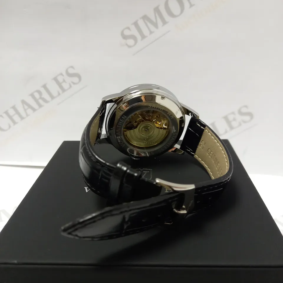 VONLANTHEN PART SKELETON CHRONOGRAPH BLACK LEATHER STRAP WRISTWATCH