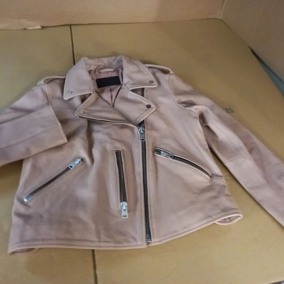ALL SAINTS NUDE PU BIKER STYLE JACKET - UK 14