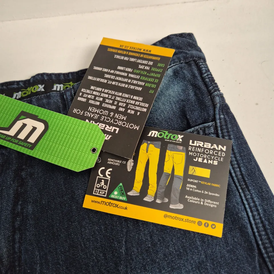 MOTROX URBAN REINFORCED MOTORCYCLE JEANS – DENIM, UK 32