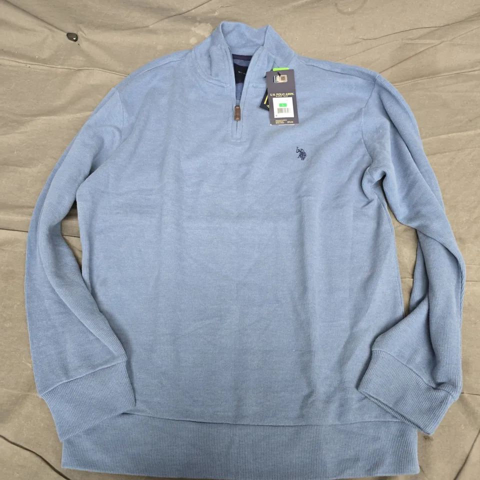 US POLO ASSN QUARTER ZIP IN BLUE - LARGE