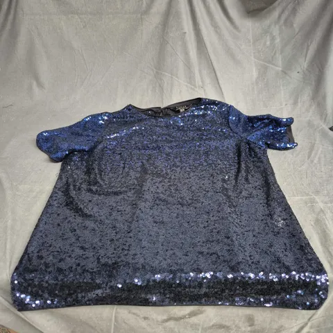 LIPSY LONDON BLUE SEQUIN TOP, UK SIZE 16