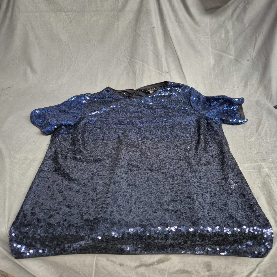 LIPSY LONDON BLUE SEQUIN TOP, UK SIZE 16