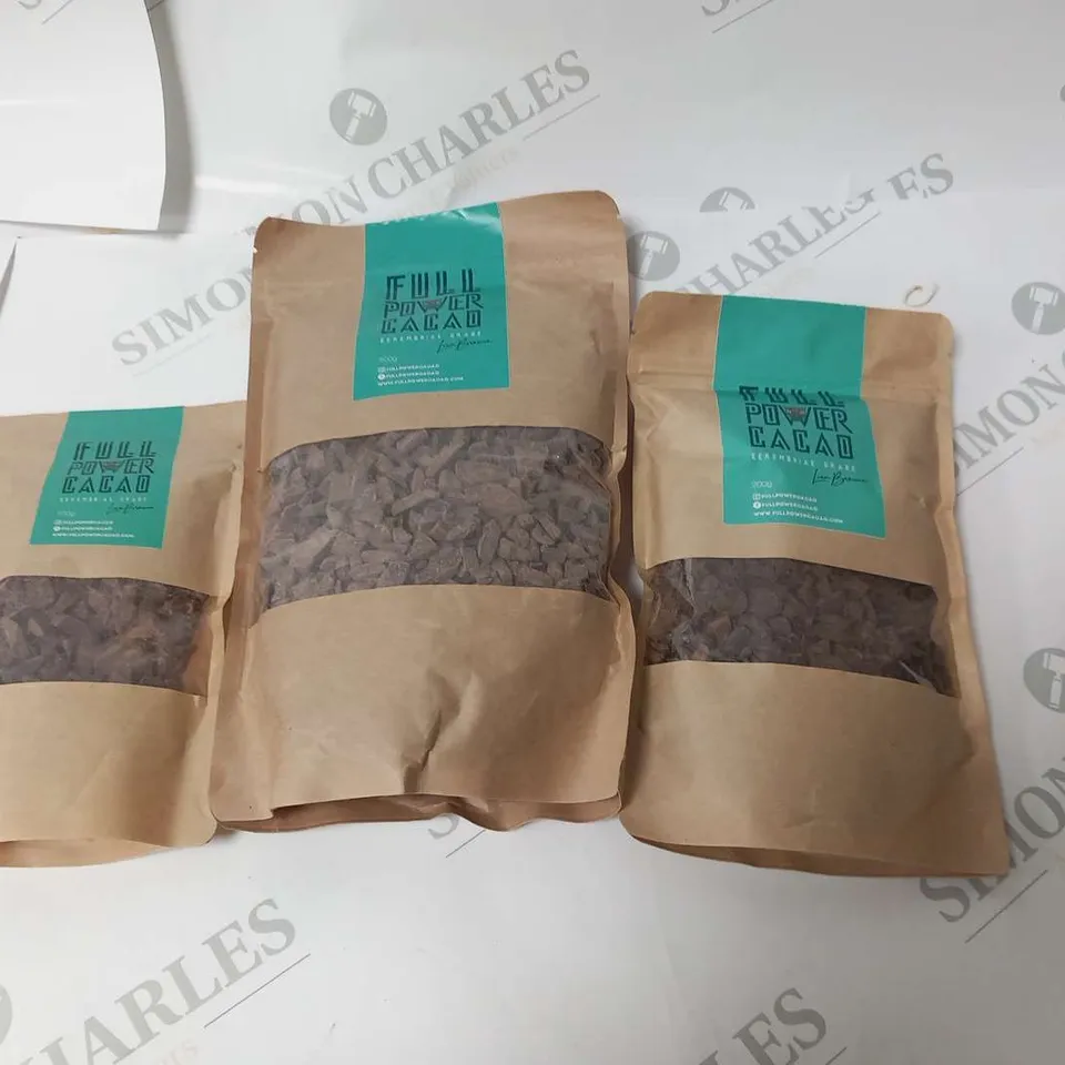 SEVEN BAGS OF FULL POWER CACAO CEREMONIAL GRADE TO INCLUDE; 500G(X1), 200G(X4) AND 100G(X2)