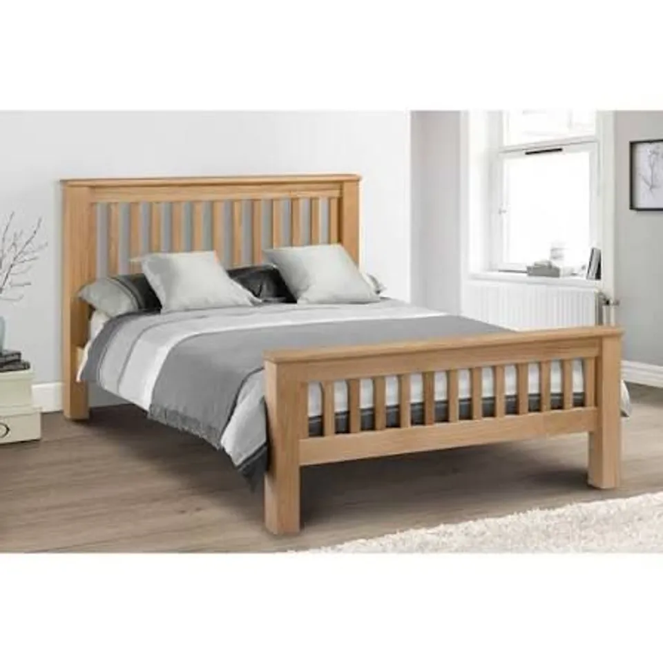 BOXED BED HIGH FOOT END 180CM - WAXED OAK (3 BOXES)