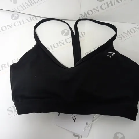 GYMSHARK V-NECK SPORTS BRA IN BLACK - SMALL