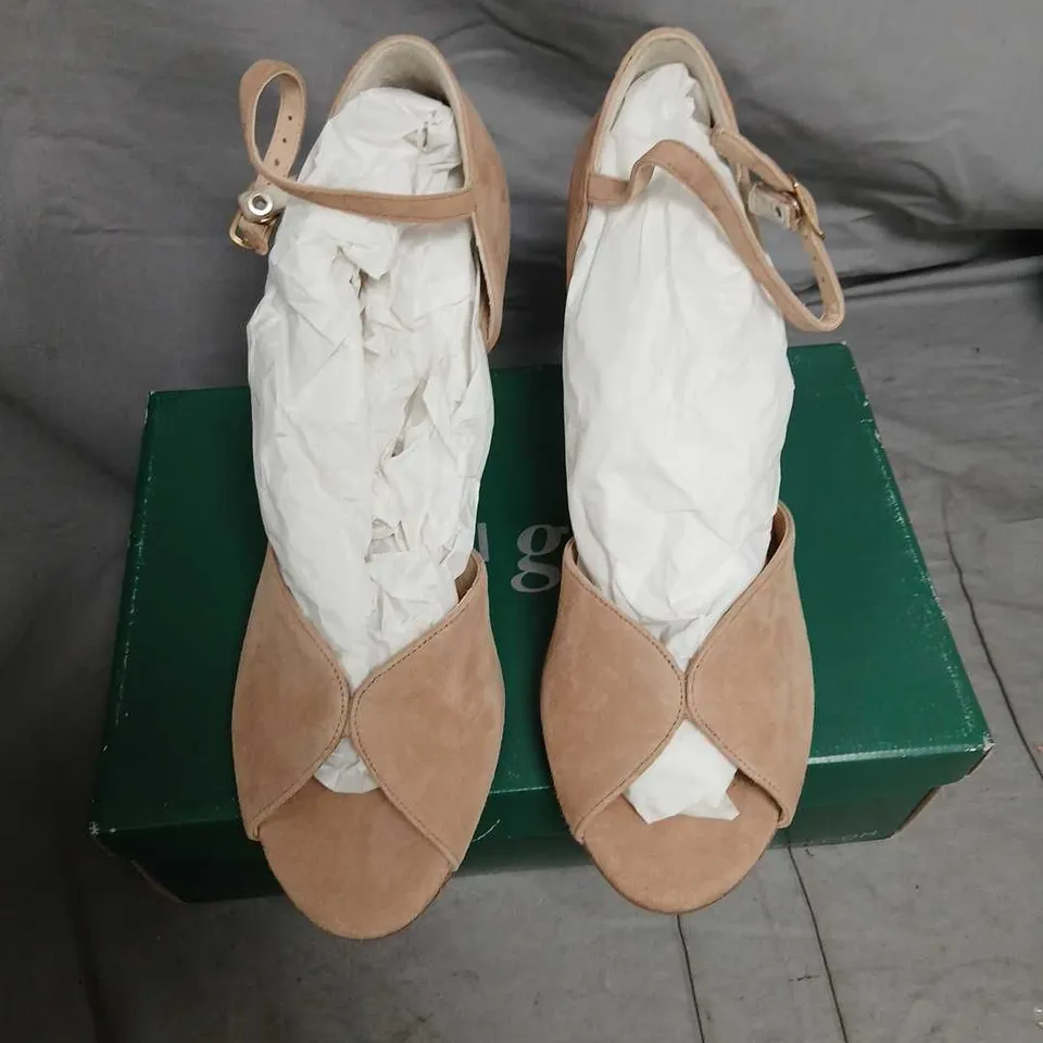 PAUL GREEN BEIGE SUEDE SANDALS WITH ANKLE STRAP – UK SIZE 7
