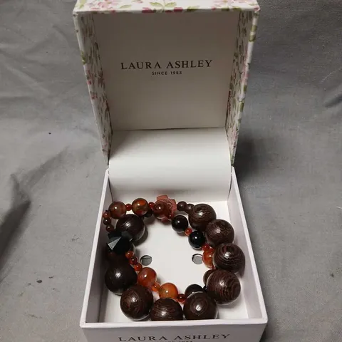LAURA ASHLEY BEADED BRACELET – BROWN & AMBER BEADS