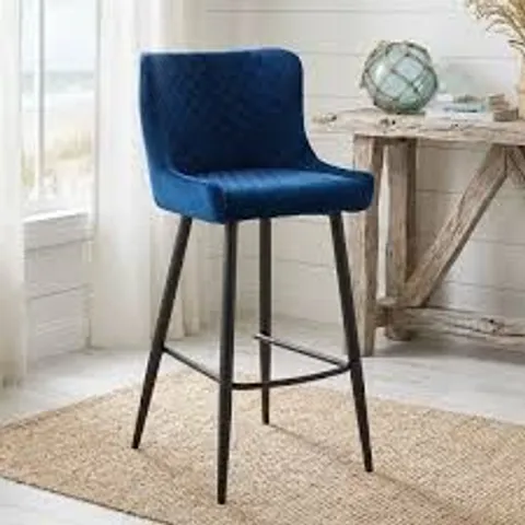 BOXED VELVET BAR STOOL - BLUE (1 BOX)