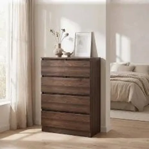 BOXED MALVERN 4 DRAWER CHEST - WALNUT EFFECT VENEER (1 BOX)