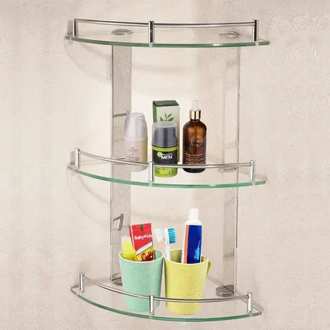 BOXED 3 KELLYVILLE 3 PIECE BATHROOM GLASS SHELF (1 BOX)