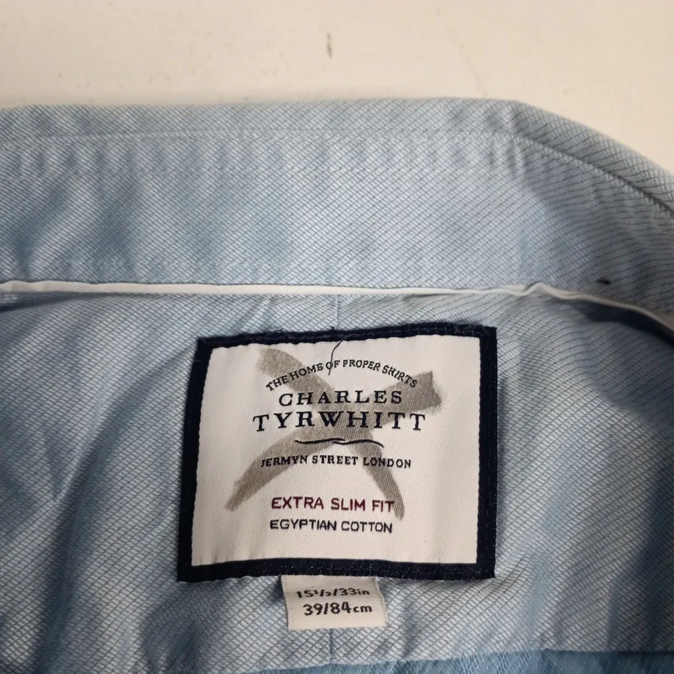 CHARLES TYRWHITT EXTRA SLIM FIT SHIRT – LIGHT BLUE EGYPTIAN COTTON, NECK 15.5 IN / SLEEVE 33 IN
