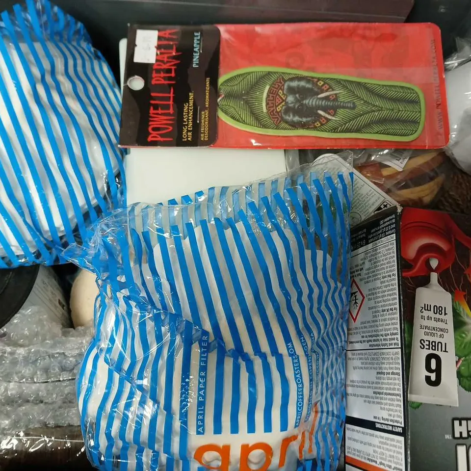 APPROXIMATELY 12 ASSORTED HOUSEHOLD ITEMS TO INCLUDE WEEDOL, WHITE TOUGH TACK, INCENSE STICKS, ETC