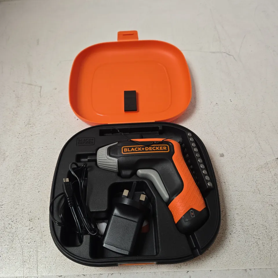 BLACK+DECKER CORDLESS DRILL IN ORANGE CARRY CASE WITH CHARGER