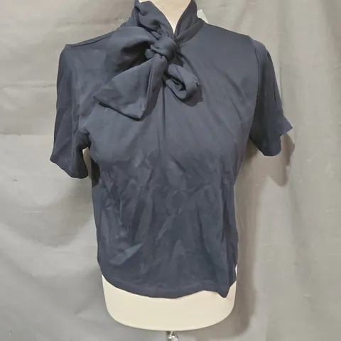 MINT VELVET ULTIMATE TIE NECK TOP IN NAVY SIZE S