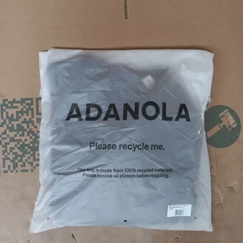 BAGGED ADANOLA VARSITY LOOSE FIT SWEATSHIRT IN COFFEE BEAN/MARSHMALLOW WHITE SIZE MEDIUM