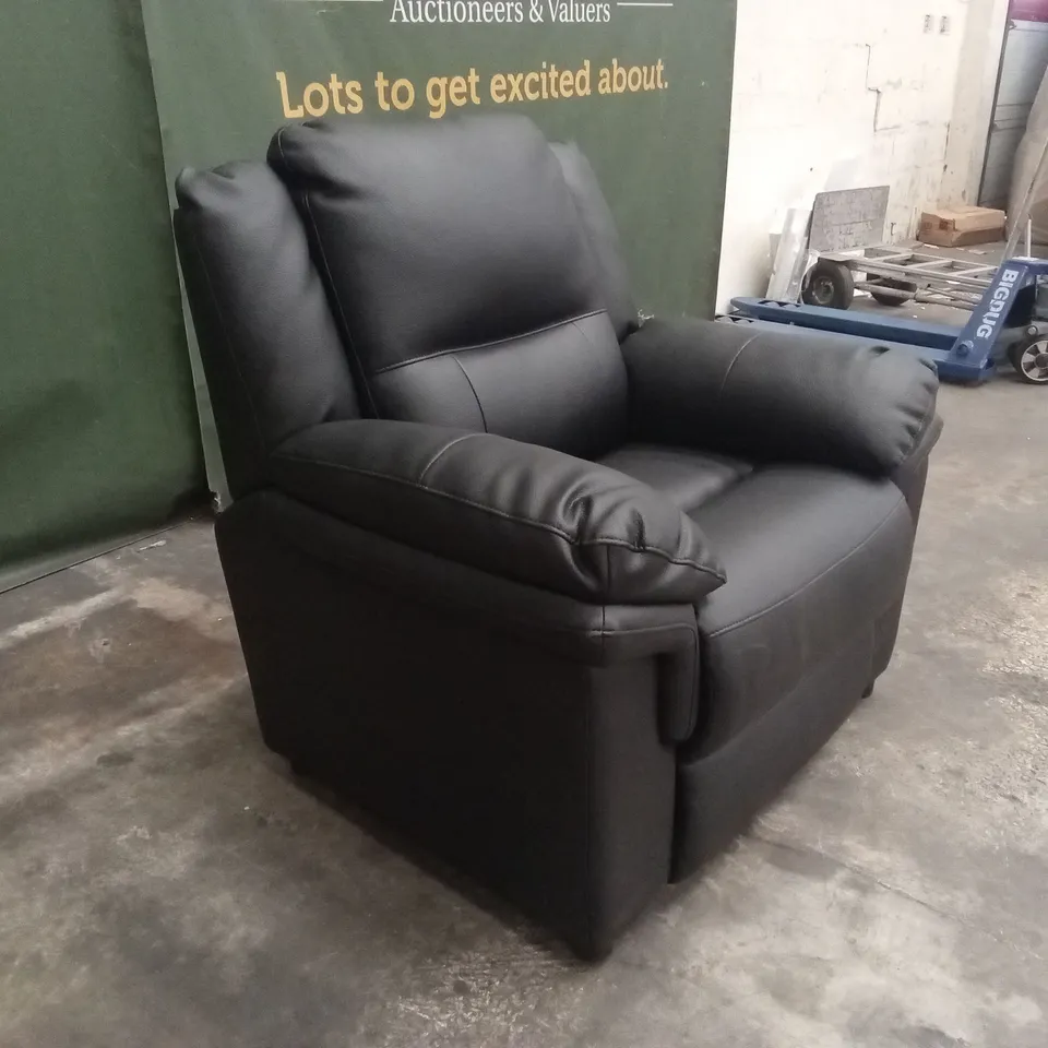 ALBION LUXURY FAUX LEATHER HIGH BACK ARMCHAIR - BLACK RRP £449