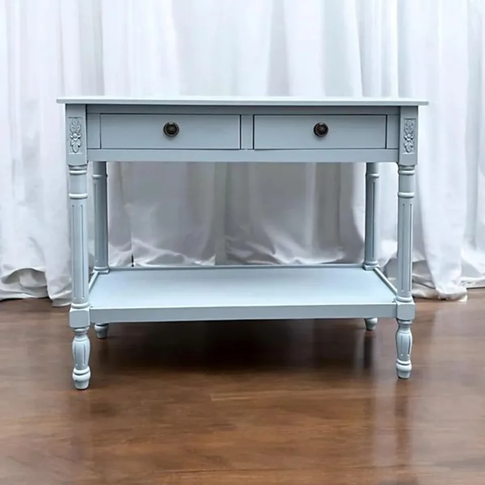 BOXED MINSTER 90cm WOODEN 2 DRAWER SIDE TABLE