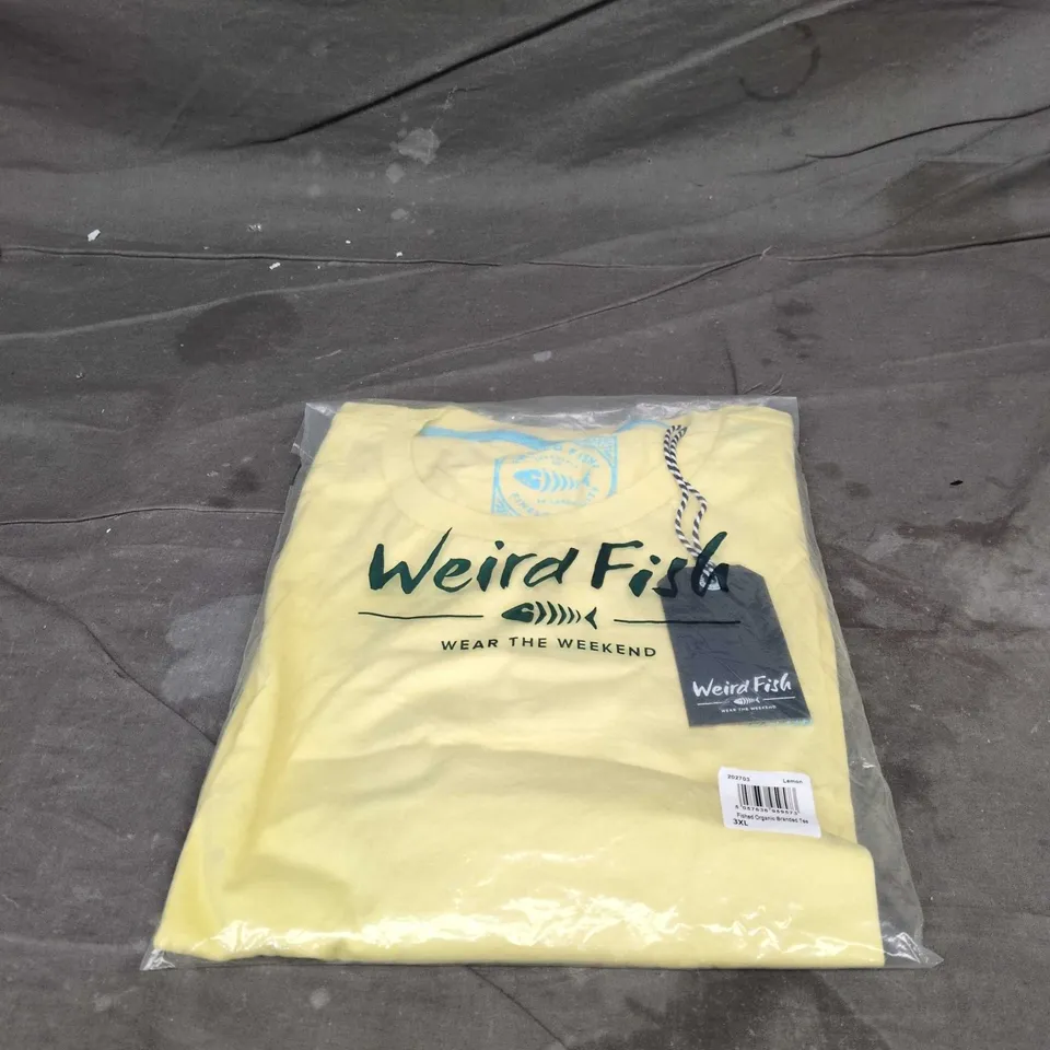 WEIRD FISH FISHED ORGANIC BRANDED TEE IN LEMON SIZE UK 3XL