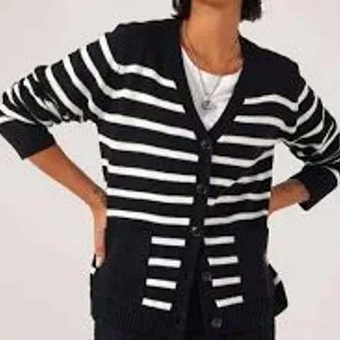 IZABEL LONDON STRIPED CARDIGAN GREEN SIZE 10