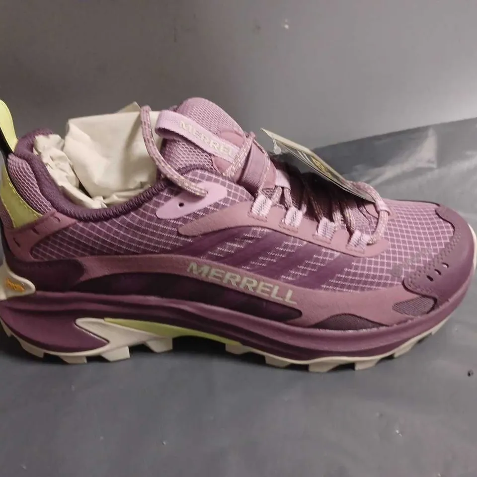 BOXED PAIR OF MERRELL MOAB SPEED 2 GTX TRAINERS IN MAUVE - UK 7