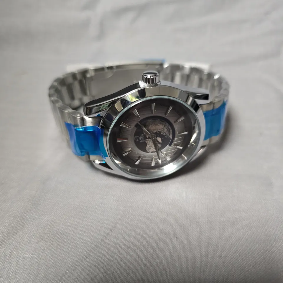 MENS ERNEST FERDINAND WATCH – GLOBAL DIAL – STAINLESS STEEL STRAP