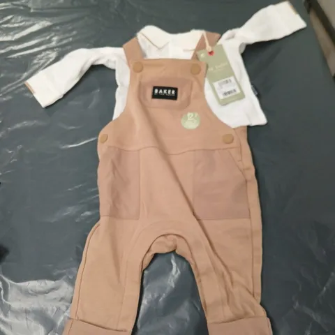 TED BAKER BABY DUNGAREE ROMPER – BEIGE - 0-3 MONTHS