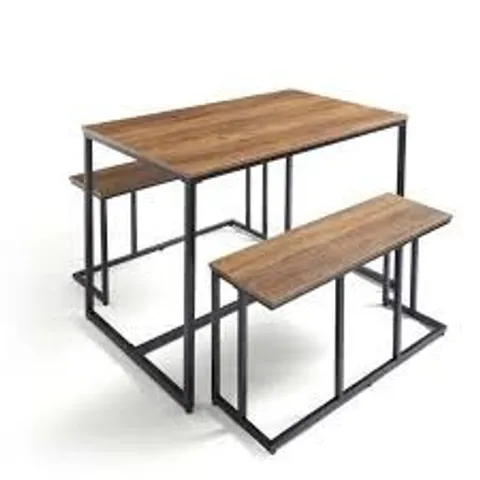 BOXED DUNELM CHARLIE 4 SEATER RECTANGULAR DINING TABLE WITH 2 BENCHES (1 BOX)