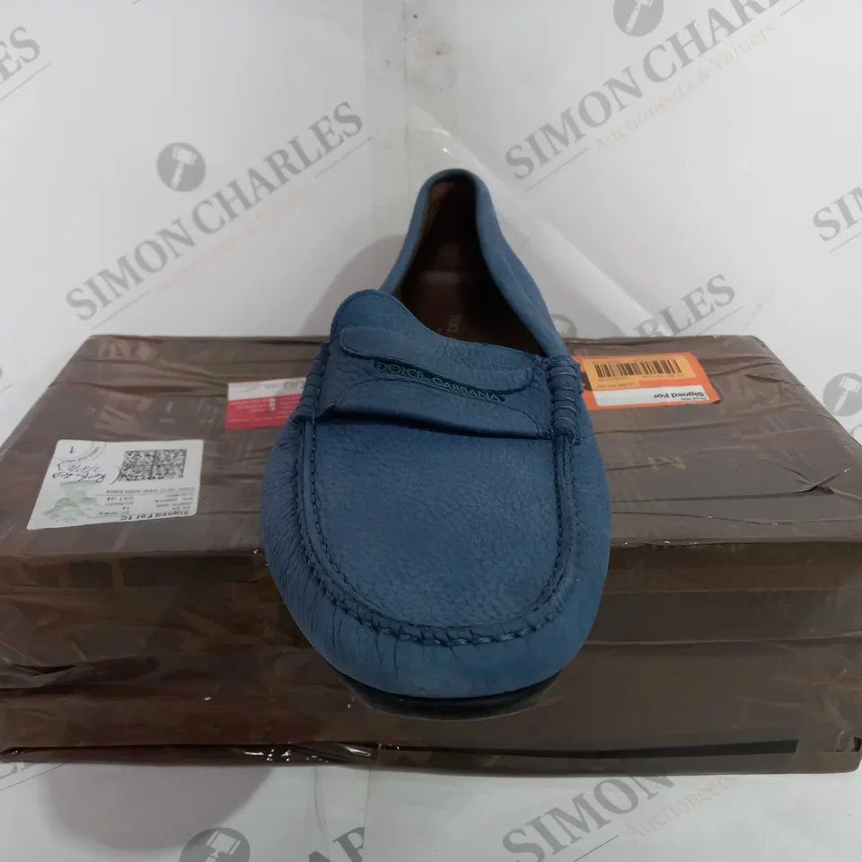BOXED DOLCE & GABBANA SLIP ON BLUE SHOE - SIZE 10