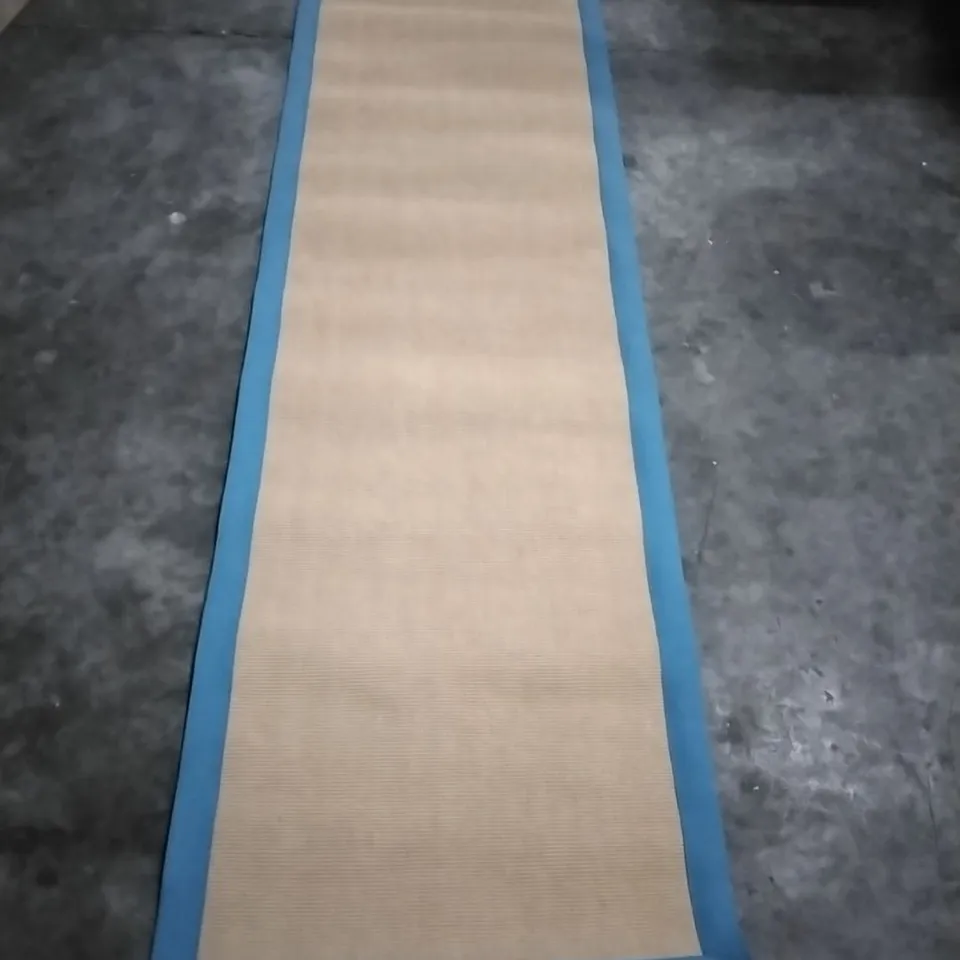 SISAL HANDWOVEN BLUE RUG APPROXIMATELY 75X300CM