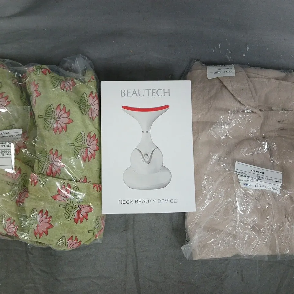 BOX OF APPROXIMATELY 10 ASSORTED HOUSEHOLD ITEMS TO INCLUDE BEAUTECH NECK BEAUTY DEVICE, ETC - COLELCTION ONLY