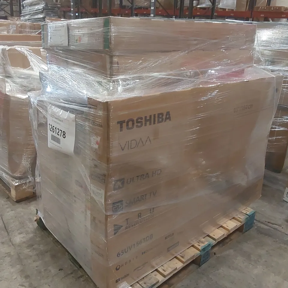 PALLET CONTAINING A LARGE QUANTITY OF ASSORTED DAMAGED TVs