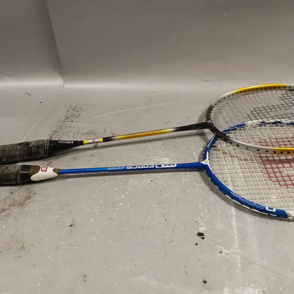 BADMINTON RACKET PAIR TO INCLUDE TALBOT TORRO & WILSON 