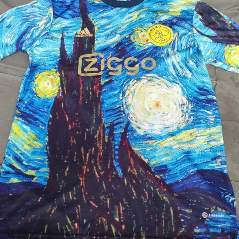 AJAX AMSTERDAM ADIDAS FOOTBALL SHIRT – ZIGGO SPONSOR, STARRY NIGHT PRINT, SIZE XL