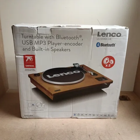 LENCO TURNTABLE WITH BLUETOOTH, USB MP3 PLAYER-ENCODER AND BUILT-IN SPEAKERS – BOXED
