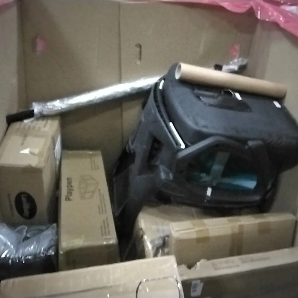 PALLET OF ASSORTED HOUSEHOLD GOODS AND PRODUCTS TO INCLUDE;PLAYMAT,SMART TOWER FAN 42",LARGE DOG BED