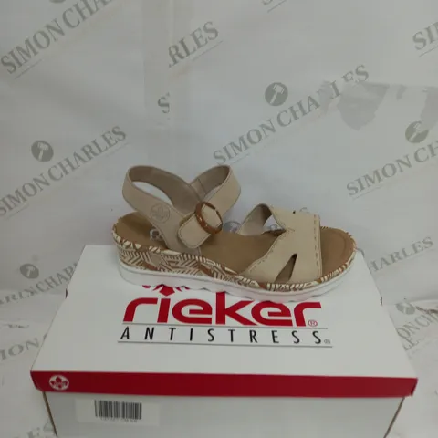 BOXED RIEKER BEIGE RASIED SANDAL SIZE 6 