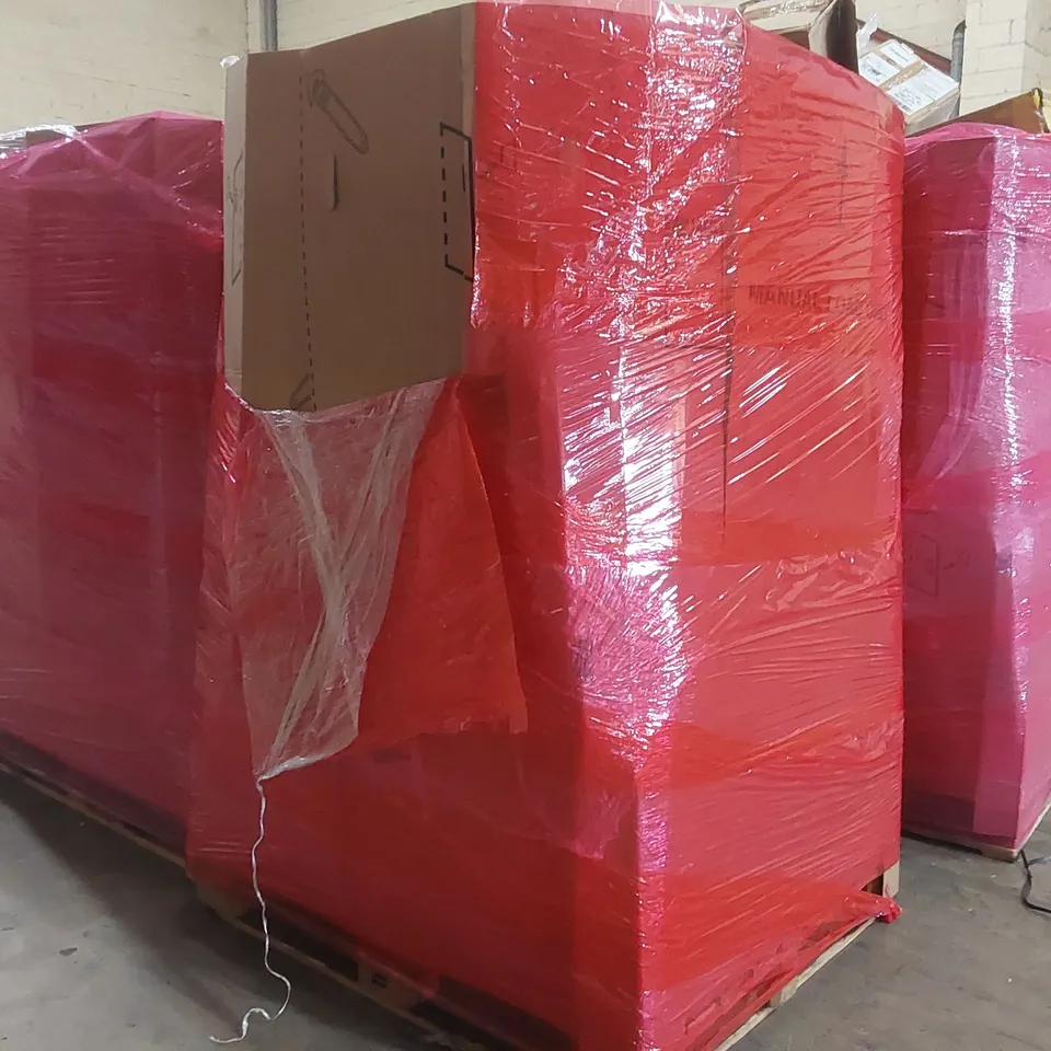 PALLET OF ASSORTED ITEMS INCLUDING: ELECTRIC CLOTHES DRYER, TOILET SEAT FRAME, MULTIFUNCTIONAL CRUTCH, CAMPING TENT ECT