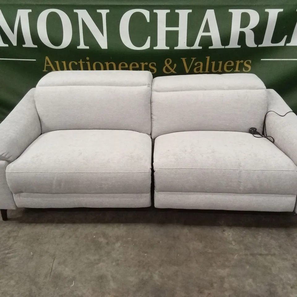 DANETTI SERENE SILVER FABRIC 3 SEATER RECLINER SOFA