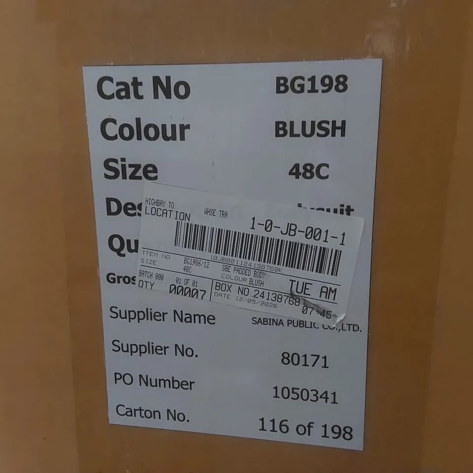 BOX CONTAINING APPROXIMATELY 7x BRAND NEW SIMPLY BE BLUSH BODYSUITS - SIZE 48C