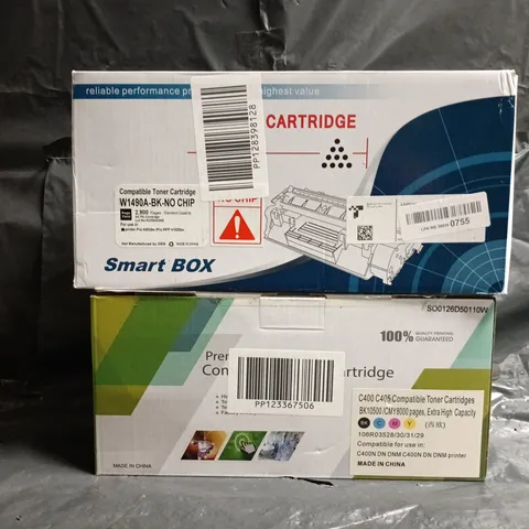 BOX OF APPROXIMATELY 10 ASSORTED PRINTER TONER CARTRIDGES