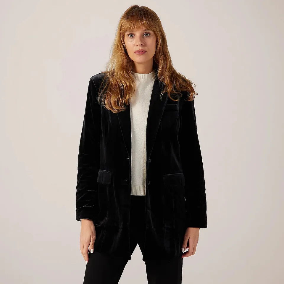 RUTH LANGSFORD VELVET BLAZER BLACK UK 16