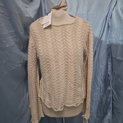 MNG COTTON TEXTURED JUMPER IN NATURAL - EU M