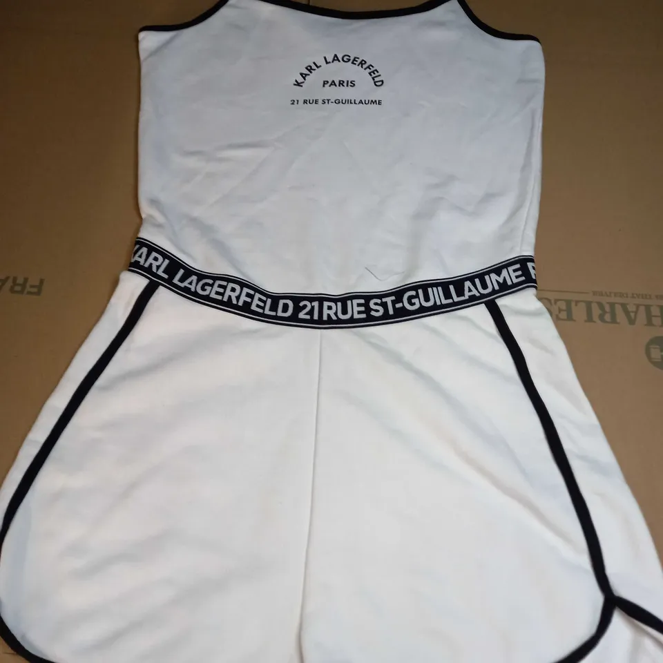 KARL LAGERFIELD GIRLS LOGO PLAYSUIT IN WHITE - SIZE 14