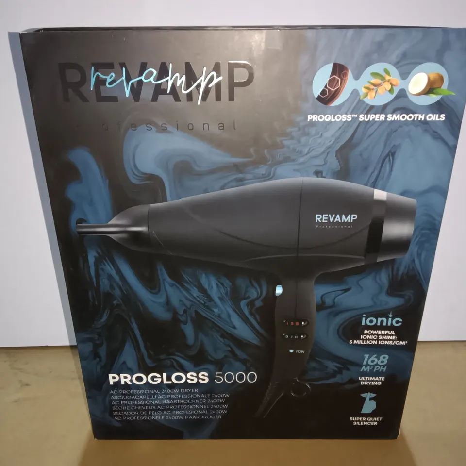 BRAND NEW BOXED REVAMP PROGLOSS 5000 AC PROFESSIONAL 2400W DRYER DR-5000-GB