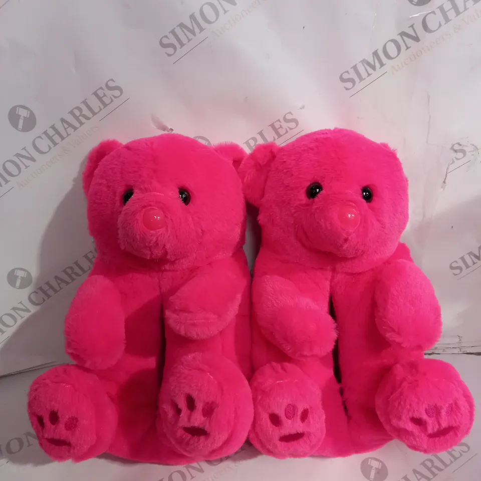 SHELN PINK TEDDY BEAR SLIPPERS - SIZE 7 