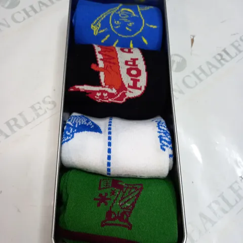 TYPO TIN OF 5 X PACK OF MULTI COLOURED SOCKS