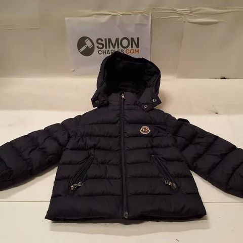 MONCLER KIDS' PUFFER JACKET, NAVY, HOODED – UK 2-3 (FR 2 ANS / 92 CM)