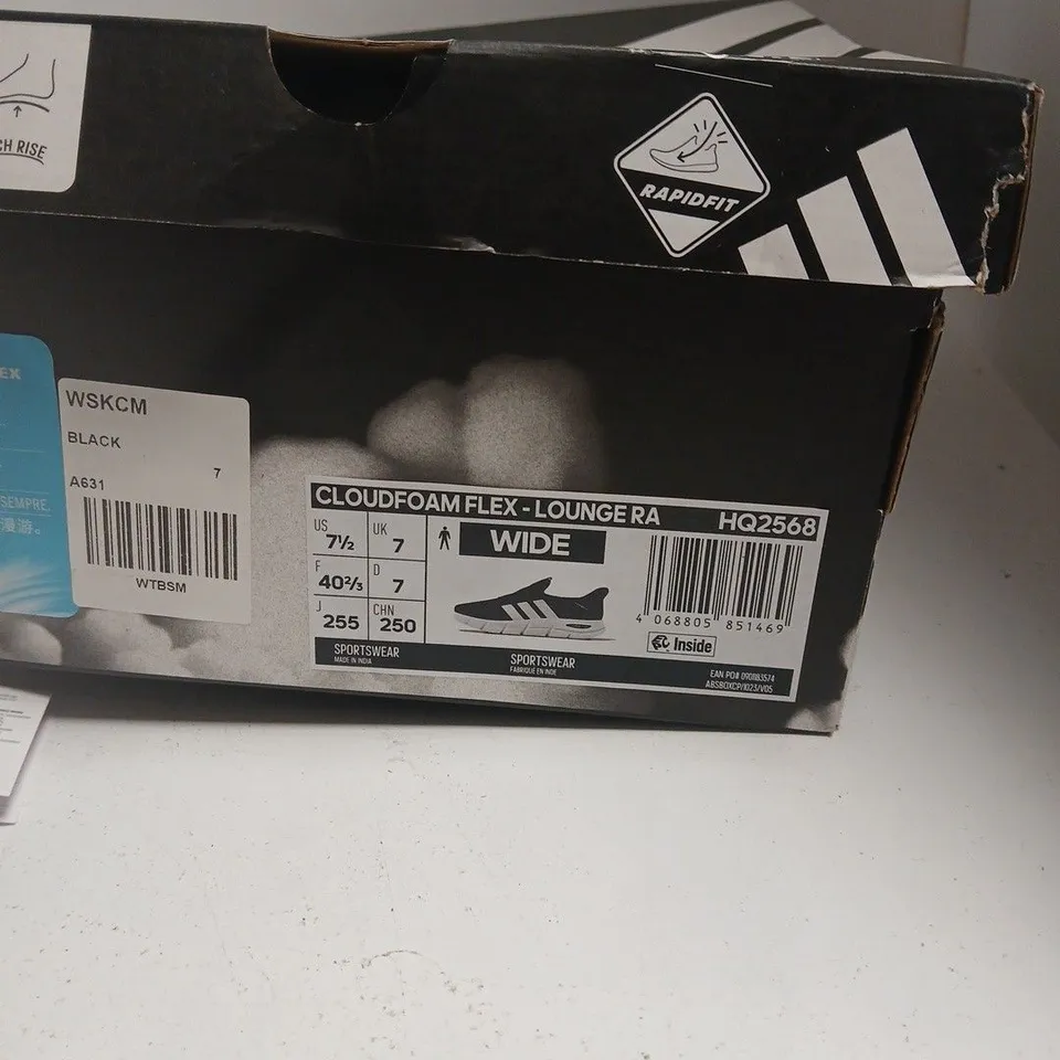 ADIDAS CLOUDFOAM FLEX LOUNGE RA TRAINERS - BLACK, UK 7 (US 7.5, EU 40 2/3)