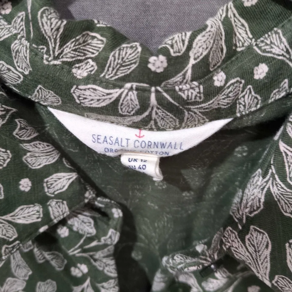 SEASALT CORNWALL GREEN LEAF PRINT DRESS – UK 12 (EU 40)